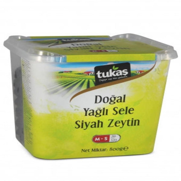 Tukas Natural Black Olives M-S 800g